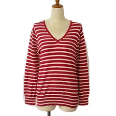 ユナイテッドアローズ UNITED ARROWS カットソー Tシャツ ボーダー Vネック 長袖 40 赤 レッド