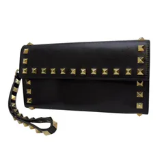 VALENTINO GARAVANI ヴァレンティノ ガラヴァーニ ロックスタッズ 二つ折り長財布 ウォレット クラッチバッグ レザー ブラック 黒のサムネイル