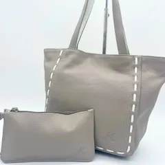【美品】Kitamura キタムラ トートバッグ ポーチ付き レザー グレージュ