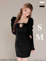 ブラック fm4124 【ROBE de FLEURS/ローブドフルール】 長袖/ ストーン付き/ ベロア/ バックオープン/ タイト/ ミニドレス/ キャバドレス