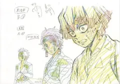 【中古】原画イラストボード 鬼滅の刃 Blu-ray/DVD 2巻 ufotable購入特典 複製原画 炭治郎、善逸、玄弥