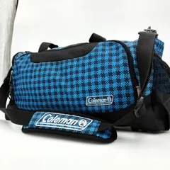 【美品】コールマン Coleman ボストンバッグ 2WAY 青 黒 チェック柄