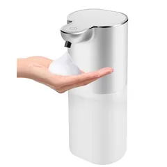 Cheftick ソープディスペンサー ハンドソープ 自動 泡 吐出量4段階調 400ml 壁掛け オートディスペンサー ディスペンサー 充電式 キッチン 洗面所などに適用 半透明ボトル 日本語説明書付き (シルバー, 泡タイプ) 0