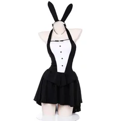 [SENMHS] バニーガール コスプレセクシー うさぎ コスチューム レオタード 仮装 ハイレグ 大胆 ランジェリー うさ耳 カチューシャ パーティー クリスマス イベント ハロウィン 撮影 (黒長さ バニー) 0