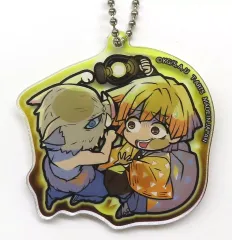 【中古】キーホルダー 我妻善逸＆嘴平伊之助 アクリルキーホルダー 「ぴた!でふぉめ 鬼滅の刃 夜の見回り アクリルキーホルダー」 あみあみBOX購入特典