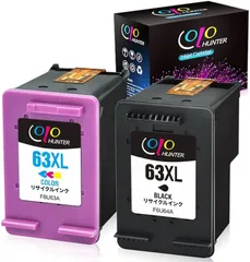 Colohunter 互換品HP用リサイクルインクカートリッジ 63 XL ブラック 増量 + カラー 増量残量表示機能付 2個セット対応機種ENVY 4520 OfficeJet 4650 5220 (63 XL ( ブラック + カラー ）)