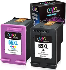 Colohunter 互換品 HP用再生インク 65 65XLブラック＋カラー 残量表示付 個別包装 対応機種: ENVY 5020 5055 5052 5058 DeskJet 3755 2655 3720 3721 (ブラック1個 カラー1個)