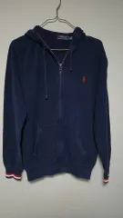 ポロラルフローレン ネイビー ニット フードジップアップ M