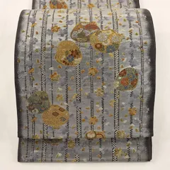 袋帯 秀品 貝合わせ 桜 金銀糸 箔 銀色 六通 正絹 【中古】