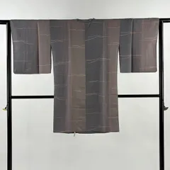【美品】 道行 身丈94cm 裄丈63.5cm S 和装コート 角衿 幾何学 ぼかし 灰紫 正絹 秀品 【中古】