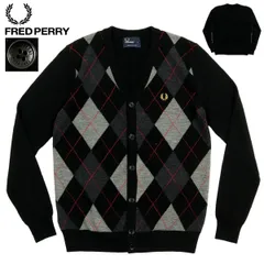 【B3591】【極美品】【メリノウール】FRED PERRY フレッドペリー カーディガン Merino Wool アーガイル柄 K7258 サイズS