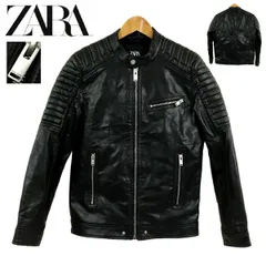 【B3592】【極美品】ZARA ザラ シングルライダースジャケット レザージャケット フェイクレザージャケット バイクウエア メンズ サイズS