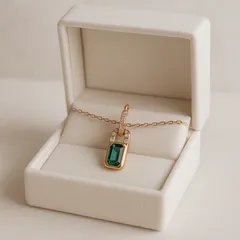 055N【シルバー925】エメラルド ネックレス｜K18コーティング｜スクエアカット×CZ｜高見え 上品 大人可愛い ギフト レディース アクセサリー