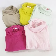 ユニクロ UNIQLO フリース ヒートテック 5枚セット 長袖 タートルネック ピンク 緑 黄 茶 グリーン イエロー ブラウン M