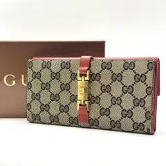 【ヴィンテージに宿る色気】　GUCCI グッチ　ジャッキー金具 長財布 GGキャンバス レザー 035・2465・2134 ヴィンテージ　赤系
