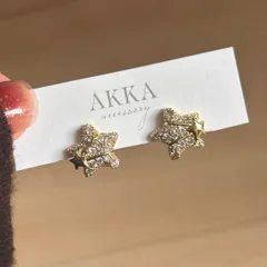 Puff Star bijou earring ぷっくり　スター　ビジュー　イヤリング　ピアス　樹脂　金属アレルギー　パーティー　普段使い　AKKA デイリー　可愛い　高見え　痛くない