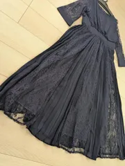 タグ付き新品Pour Vous 4L ネイビー レースプリーツ ワンピースドレス