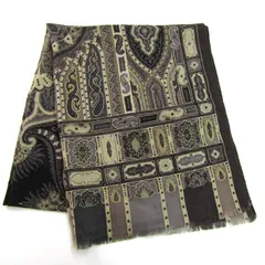 エトロ ストール ペイズリー ウール シルク混 ブランド メンズ レディース ブラウン ETRO 【中古】