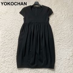 美品 YOKOCHAN ヨーコチャン Vネックコクーンワンピース ギャザー ひざ