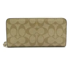 COACH(コーチ) 長財布 シグネチャー柄 F59267 ベージュ×アイボリー ラウンドファスナー レザー