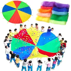 SALUDABLE パラバルーン スカーフ 10枚 バルーン カラフル パラシュート セット (スカーフ10枚, パラバルーン3m)