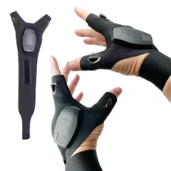 SALUDABLE ハンズフリーライト 釣具 手元ライト ナイト手袋 作業 釣り グローブ キャンプ (USB充電式スクエアデザイン)