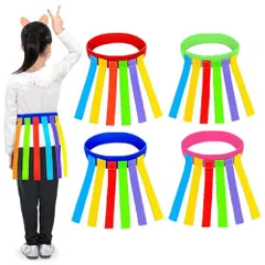 SALUDABLE しっぽ取りゲーム マジックテープ タグラグビー 鬼ごっこ 外遊び 知育玩具 公園 (大人用 4本セット)