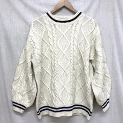 CIAOPANIC TYPY willow ラインケーブルオーバーサイズニット アクリル100% チルデンニット風 ボリューム袖 ウォッシャブルニットプルオーバー アイボリー FREE