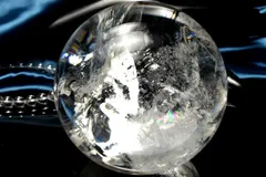 【１点物】迫力の大玉！◇虹入り レインボー水晶　98mm　丸玉(台座付き) スフィア  パワーストーン 天然石 _CG6880【宅急便】