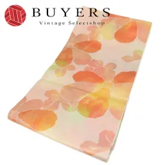 【中古】 名古屋帯 しつけ糸あり 九寸 正絹(金銀糸除く) ピンク系 オレンジ系 マルチカラー 名古屋仕立て ぼかし お洒落 和装 呉服 和服 きもの レディース 女性