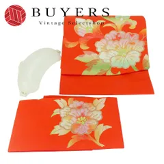 【中古】 帯 軽装帯 化学繊維 レッド ゴールド マルチカラー お太鼓 造り帯 セミフォーマル 和装 呉服 和服 きもの レディース 女性