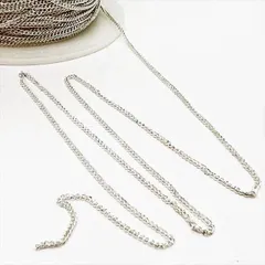 キヘイチェーン ホワイトシルバー【kw01】1m切り売り カット売り 白銀 喜平  鎖 くさり ブレスレット ネックレス ピアス イヤリング ハンドメイドアクセサリーパーツ