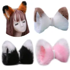 [GALSANG] 猫耳 コスプレ 猫耳カチューシャ 猫耳ピン 獣耳 ふせ耳 クリップネコミミ 仮装 2way 両用タイプ ユニセックス (ピンクx白)