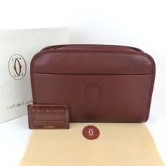 Cartier カルティエ マストライン レザーポーチ セカンドバッグ マストライン ボルドー  イタリア製 ギャランティカード外箱付 rk9815