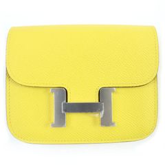 極美品 HERMES コンスタンススリム イエロー シルバー金具 U刻印