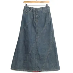 【美品】インゲボルグ★ステッチ&刺繍♪デニムスカート サイズＳ 黒系 おしゃれなバイアスデザイン♪z16508