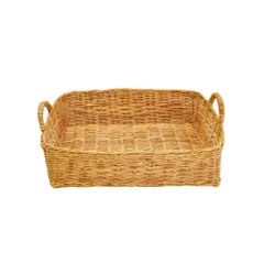 ラタン取手 浅型バスケット L 四角 タイ製 ディスプレイ