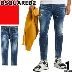 ディースクエアード DSQUARED2 デニム ペイント スケーター パンツ ジーンズ ダメージデニム クラッシュデニム ストレッチパンツ メンズ ボタンフライ MEDIUM EASY WASH SKATER JEANS S74LB1660 S30664