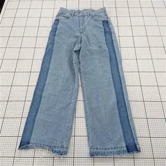 ◇ Θ オンシリー ONCILY ワイドデニムパンツ サイドライン ライトブルー M レディース E  【1510070016980】