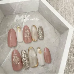 【No.105】シンプルデザイン　マグネット　ピンク　成人式　ネイルチップ