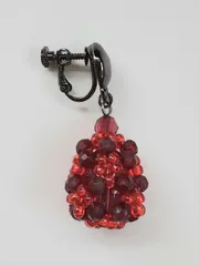 片耳イヤリング チェコビーズ ファルファーレビーズ レッド