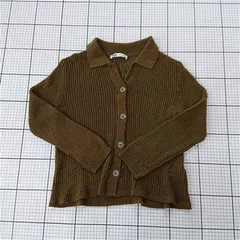 ◇ Θ ザラ ZARA コットン混リブカーディガン ブラウン系 レディース Mサイズ E  【1510240010152】