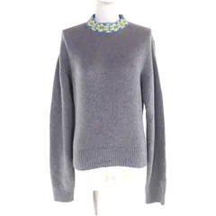 美品★PRADA プラダ 2021年製 P24M1T カシミヤ混 フラワーデザイン ハイネック 長袖 クロップド ニット グレー 38 イタリア製 正規品 美品☆PRADA プラダ 2021年製 P24M1T カシミヤ混 フラワーデザイン