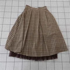 ◇ Θ アクシーズファム axes femme チェック柄チュール切替スカート Fサイズ レディース E  【1510290004989】