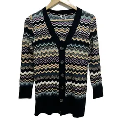 MISSONI(ミッソーニ) カーディガン サイズ42 M レディース - 黒×ライトブルー×マルチ 長袖