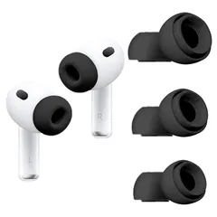【3 組セット】For AirPods Pro3 イヤーピース シリコン イヤホン Greerass AirPods Pro 第3世代 イヤーチップ シリコーン製 脱落防止 遮音性 柔らかい 滑り止め S/M/Lサイズ 各1ペア (ブラック) 1