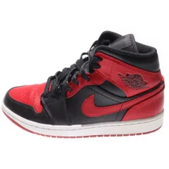 NIKE (ナイキ) AIR JORDAN 1 MID BRED エアジョーダン1 ブレッド ミッドカットスニーカー ブラック/レッド US9/27cm 554724-074