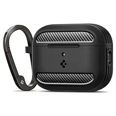 Spigen AirPods Pro3 ケース AirPods Pro 第3世代 カバー 耐衝撃 米軍MIL規格 TPU ワイヤレス充電対応 カラビナ付き 軽量 衝撃吸収 シンプル ラギッド・アーマー ACS09822 (マット・ブラック) 1