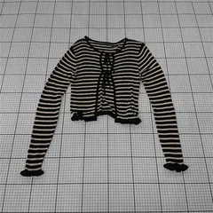 ◇ Θ n_Natural Beauty Basic. ボーダー長袖カーディガン レディース Mサイズ ブラック系 E  【1510290010911】