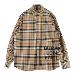 BURBERRY (バーバリー) ノバチェック総柄 ロゴプリント コットン 長袖シャツ ベージュ 8017567